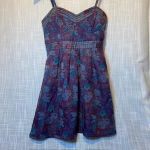 Free People Purple Floral Tapestry Vampire Diaries Elena Fit Flare Dress Size 4